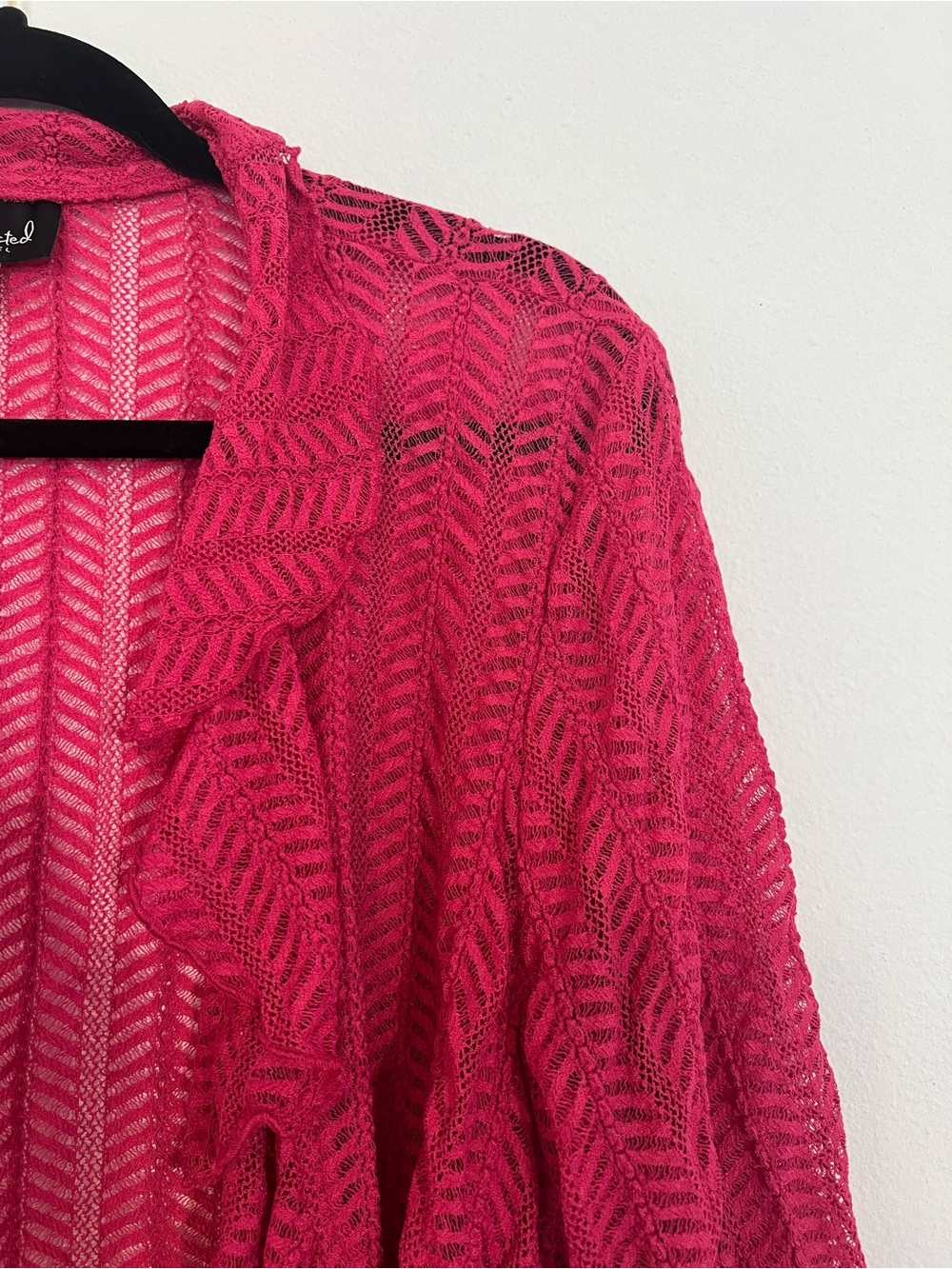 Connected Apparel Hot Pink Shrug Crochet Open Cardigan Size 18W - Picture 4 of 9